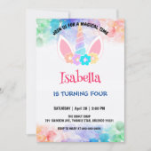 Invitation Cute Magique Arc-en-ciel Unicorn fête d'anniversai (Devant)