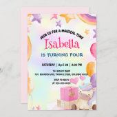 Invitation Cute Magique Arc-en-ciel Unicorn fête d'anniversai (Devant / Derrière)