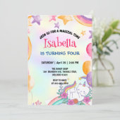 Invitation Cute Magique Rainbow Cat Unicorn fête d'anniversai (Debout devant)