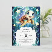 Invitation Cute Magique Tortue Océanique Anniversaire (Debout devant)