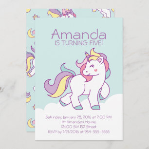 Invitation Cute Magique Unicorn Pastel Animaux de filles Anni