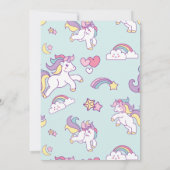 Invitation Cute Magique Unicorn Pastel FILLE Animaux Annivers (Dos)