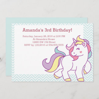 Invitation Cute Magique Unicorn Pastel FILLE Animaux Annivers