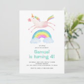 Invitation Cute Magique Unicorn Rainbow Anniversaire (Debout devant)