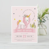 Invitation Cute Magique Unicorn rose Anniversaire de enfant (Debout devant)