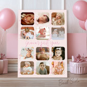 Invitation Cute Main Draw Bow Rose Girl Photo 1er anniversair