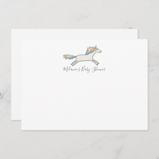 Invitation Cute Main Tirée Unicorn Nettoyer Papier à lettres  (Devant / Derrière)