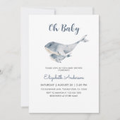 Invitation Cute Mama and Baby Whale Boy Baby Shower (Devant)