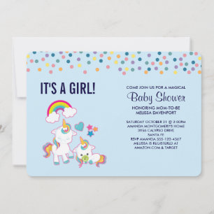 Invitation Cute Mama & Baby Unicorn Baby shower magique