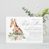 Invitation Cute Maman et bébé girafe Baby Shower (Debout devant)