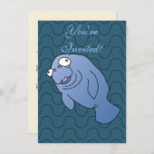 Invitation Cute Manatee Hugger Cartographier animal (Devant / Derrière)