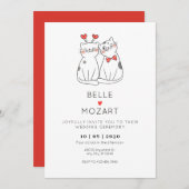 Invitation Cute mariage couple chat (Devant / Derrière)