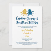 Invitation Cute Marine Et Gold Octopus Mariage Océan Côtier (Dos)