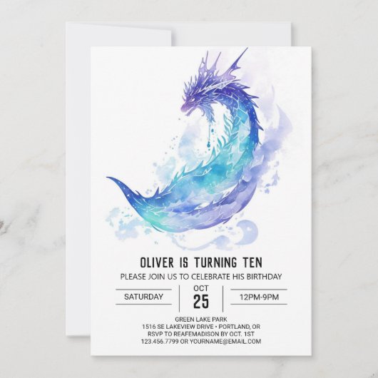 Invitation Cute Medieval Dragon Adventure Anniversaire (Devant)