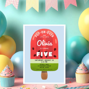 Invitation Cute Melon Popsicle Girl 5e anniversaire