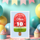 Invitation Cute Melon Popsicle Girl Dixième anniversaire