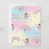 Invitation Cute Mermaid et Unicorn Rainbow Birthday (Dos)