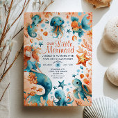 Invitation Cute Mermaid Ocean Marine Life Anniversaire de enf