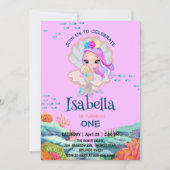 Invitation Cute Mermaid parties scintillant perle arc en ciel (Devant)