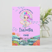 Invitation Cute Mermaid parties scintillant perle arc en ciel (Debout devant)