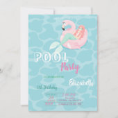 Invitation Cute Mermaid Pool fête d'anniversaire (Devant)