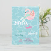 Invitation Cute Mermaid Pool fête d'anniversaire (Debout devant)