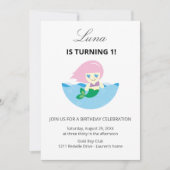 Invitation Cute Mermaid Queen Under the sea 1st Birthday  (Devant)