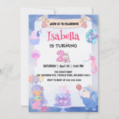 Invitation Cute Mermaid Rainbow Unicorn 2e fête d'anniversair (Devant)