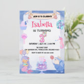 Invitation Cute Mermaid Rainbow Unicorn 3e fête d'anniversair (Debout devant)
