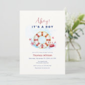 Invitation Cute Minimal Crabe Nautique Baby shower d'étoiles  (Debout devant)