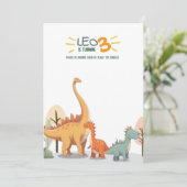 Invitation Cute Minimal Dinosaur 3rd Birthday Party Boy (Debout devant)