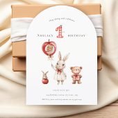 Invitation Cute minimal watercolor photo "1st" Birthday