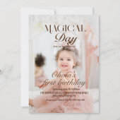 Invitation Cute Minimalist Soft Photo 1re fille Anniversaire  (Devant)