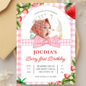 Invitation cute minimalist Watercolor  Berry First birthday