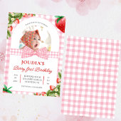 Invitation cute minimalist Watercolor  Berry First birthday