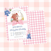 Invitation cute minimalist Watercolor  Berry First birthday