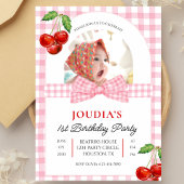 Invitation cute minimalist Watercolor Cherry First birthday