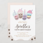 Invitation Cute minimaliste Boba Bubble Milk Thé (Devant / Derrière)