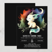 Invitation Cute minimaliste Chat Anniversaire (Devant / Derrière)