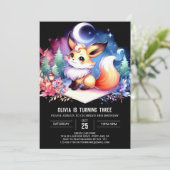 Invitation Cute minimaliste Fox Anniversaire numérique (Debout devant)