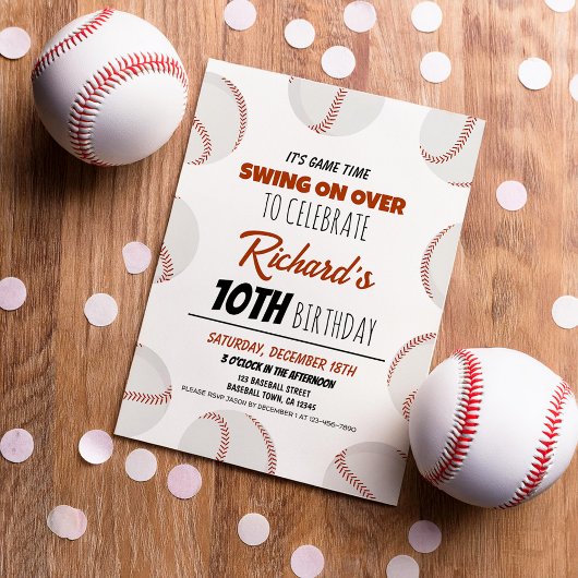 Invitation Cute Modern Baseball Anniversaire de enfant