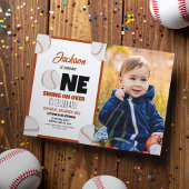 Invitation Cute Modern Baseball Sports Photo 1er anniversaire