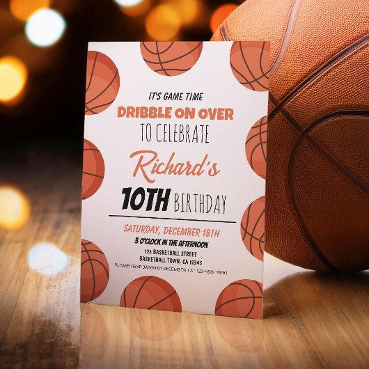 Invitation Cute Modern Basketball Anniversaire de enfant spor
