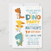Invitation Cute Modern Dino Dinosaur fête d'anniversaire pour (Devant)