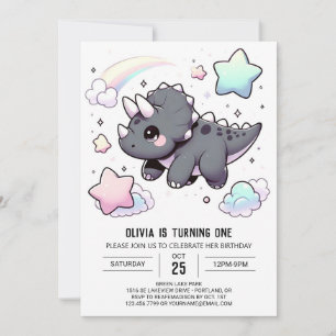 Invitation Cute Modern Dinosaur 1er anniversaire