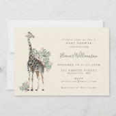 Invitation Cute Modern Floral Giraffe Baby shower simple (Devant)