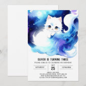 Invitation Cute Modern Kitten Anniversaire (Devant / Derrière)
