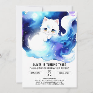 Invitation Cute Modern Kitten Anniversaire