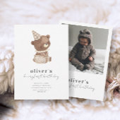 Invitation Cute Modern Little Bear Photo 1er anniversaire