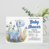 Invitation Cute Modern Magique Dinosaur Baby shower garçon (Debout devant)